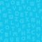 Vector simple seamless pattern with contour latin letters. Blue repeatable unusual background. Minimalistic bright