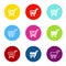 Vector simple shopping cart, trolley with circle color buttons, labels