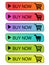 Vector simple shopping cart, trolley. Menu item buy now. Coloured buttons.