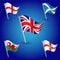 Vector simple triangle set flags united kingdom of great britain - flag england, scotland, wales and northem ireland