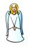 Vector singing, praying angel. Simple contour color illustration, clipart on theme of Christmas, religion, Bible, Easter