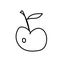 Vector single apple. Ecological illustration doodle black line