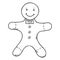 Vector Single Black Sketch Illustration - Gingerbread Man