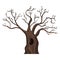 Vector Single Cartoon Brown Bare Oak Tree