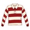 Vector Single Cartoon Color Illustration - Red and White Striped Rugby Shirt