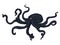 Vector Single Cartoon Illustration - Black Octopus. Wild Underwater Animal.