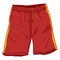Vector Single Cartoon Illustration - Red Basketball Shorts with Yellow Strips and Laces.