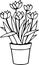 Vector single element. Illustration with flowers tulips, flower pot with tulips.