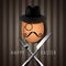 Vector Single Hipster Egg on with Knife and Fork on Brown Backgr