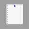 Vector Single Notebook Paper Sheet, Graph Page with Realistic Blue Pin Button Isolated on Gray Background.