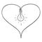 Vector Single Sketch Doodle Illustration - Heart Shape with Lightbulb in the Middle. Light of Love.