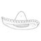 Vector Single Sketch Traditional Mexican Hat. Sombrero.