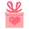 Vector Single Valentine Days Giftbox Icon with Heart Sign