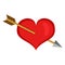 Vector Single Valentine Icon - Heart Pierced with an Arrow
