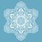 Vector six-pointed Christmas snowflake on a light blue background