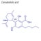 Vector Skeletal formula of Cannabidiolic acid. Drug chemical molecule