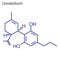 Vector Skeletal formula of Cannabidivarin. Drug chemical molecule