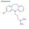 Vector Skeletal formula of Clomipramine. Drug chemical molecule