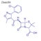 Vector Skeletal formula of Cloxacillin. Drug chemical molecule