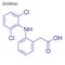 Vector Skeletal formula of Diclofenac. Drug chemical molecule