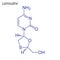 Vector Skeletal formula of Lamivudine. Drug chemical molecule