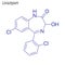 Vector Skeletal formula of Lorazepam. Drug chemical molecule