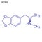 Vector Skeletal formula of MDMA. Drug chemical molecule