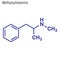 Vector Skeletal formula of Methamphetamine. Drug chemical molecu