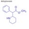 Vector Skeletal formula of Methylphenidate. Drug chemical molecu