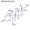 Vector Skeletal formula of Methylprednisolone. Drug chemical mol