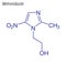 Vector Skeletal formula of Metronidazole. Drug chemical molecule