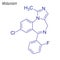 Vector Skeletal formula of Midazolam. Drug chemical molecule