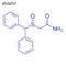 Vector Skeletal formula of Modafinil. Drug chemical molecule