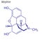 Vector Skeletal formula of Morphine. Drug chemical molecule