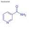 Vector Skeletal formula of Nicotinamide. Drug chemical molecule