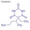 Vector Skeletal formula of Pentobarbital. Drug chemical molecule