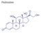 Vector Skeletal formula of Prednisolone. Drug chemical molecule