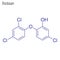 Vector Skeletal formula of Triclosan. Antimicrobial chemical mol