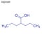 Vector Skeletal formula of Valproate. Drug chemical molecule