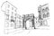 Vector sketch of architecture of Pula, Croatia.