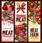 Vector sketch banners for meat farm products