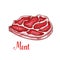 Vector sketch beef steak meat lump icon