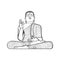 Vector sketch buddha sitting statue isolated