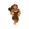 Vector sketch cavewoman naked in loincloth walking