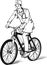 Vector sketch of a doctor riding a bicycle hand drawn