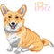 Vector sketch dog Pembroke Welsh corgi smiling