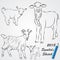 Vector sketch drawing of goats, Chinese 2015 new