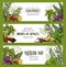 Vector sketch farm banners of spices and herbs