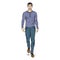 Vector Sketch Fashion Male Model in Trousers and Longsleeve Shirt