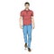 Vector Sketch Fashion Male Model in Trousers and Polo Shirt